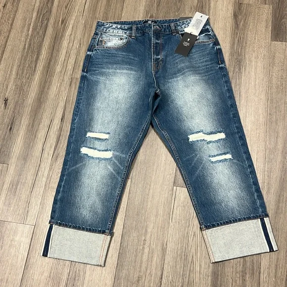 Free People x Frye Selvage Mid-Rise Relaxed Jeans 30